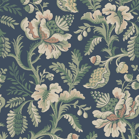 Daphne Wallpaper - Midnight Blue - Sandberg - S10240 - Premier Wallcovering