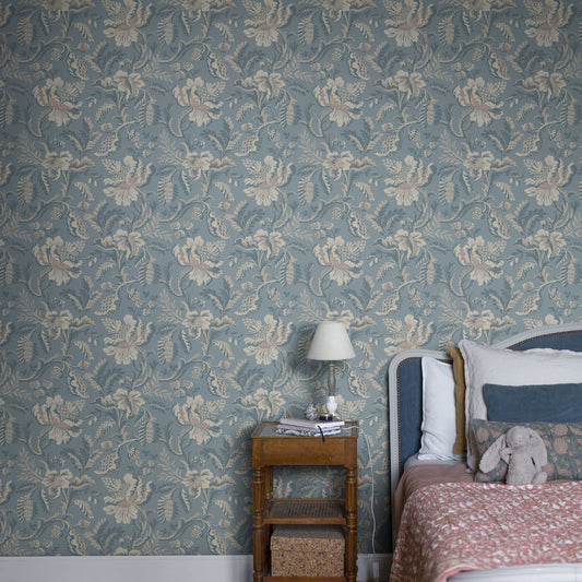 Daphne Wallpaper - Misty Blue - Sandberg - S10239 - Premier Wallcovering