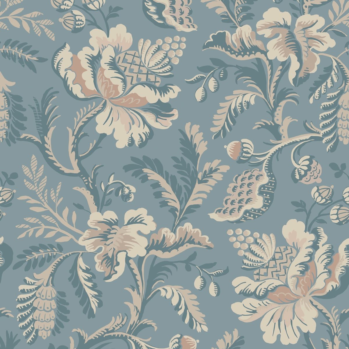 Daphne Wallpaper - Misty Blue - Sandberg - S10239 - Premier Wallcovering