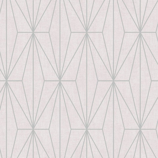 Darcy James Aspen Geo Metallic Wallpaper - Pink/Silver - Muriva - 173543 - Premier Wallcovering