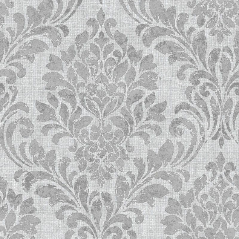 Darcy James Eleanor Damask Metallic Wallpaper - Grey/Silver - Muriva - 173511 - Premier Wallcovering