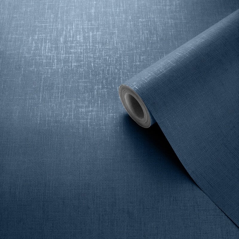 Darcy James Plain Linen Texture Wallpaper - Blue - Muriva - 173533 - Premier Wallcovering