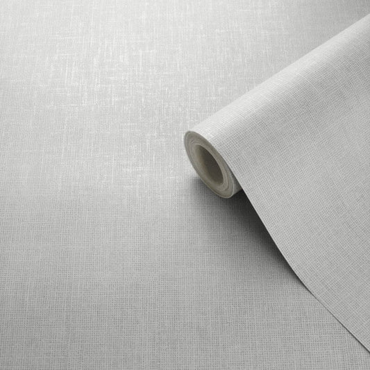 Darcy James Plain Linen Texture Wallpaper - Grey - Muriva - 173531 - Premier Wallcovering