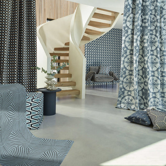 Dawning Wallpaper - Copenhagen Blue/Ritual - HQN3112929 - Harlequin - Premier Wallcovering
