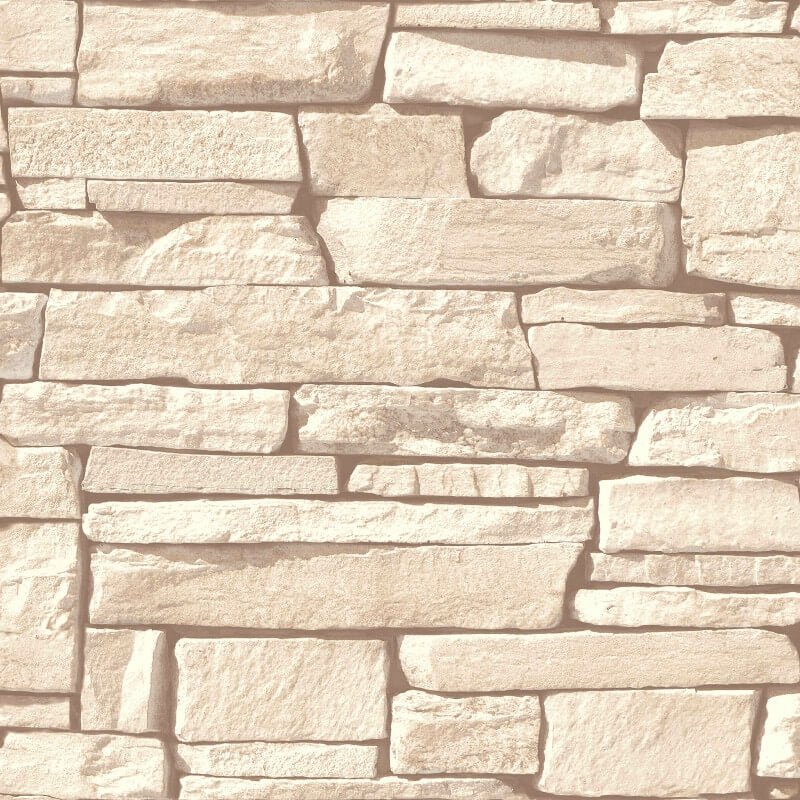 Dax Stone Effect Wallpaper - Natural - Grandeco - 115403 - Premier Wallcovering