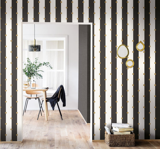 Day And Night And Dots Wallpaper - Noir - Caselio - 101229023 - Premier Wallcovering