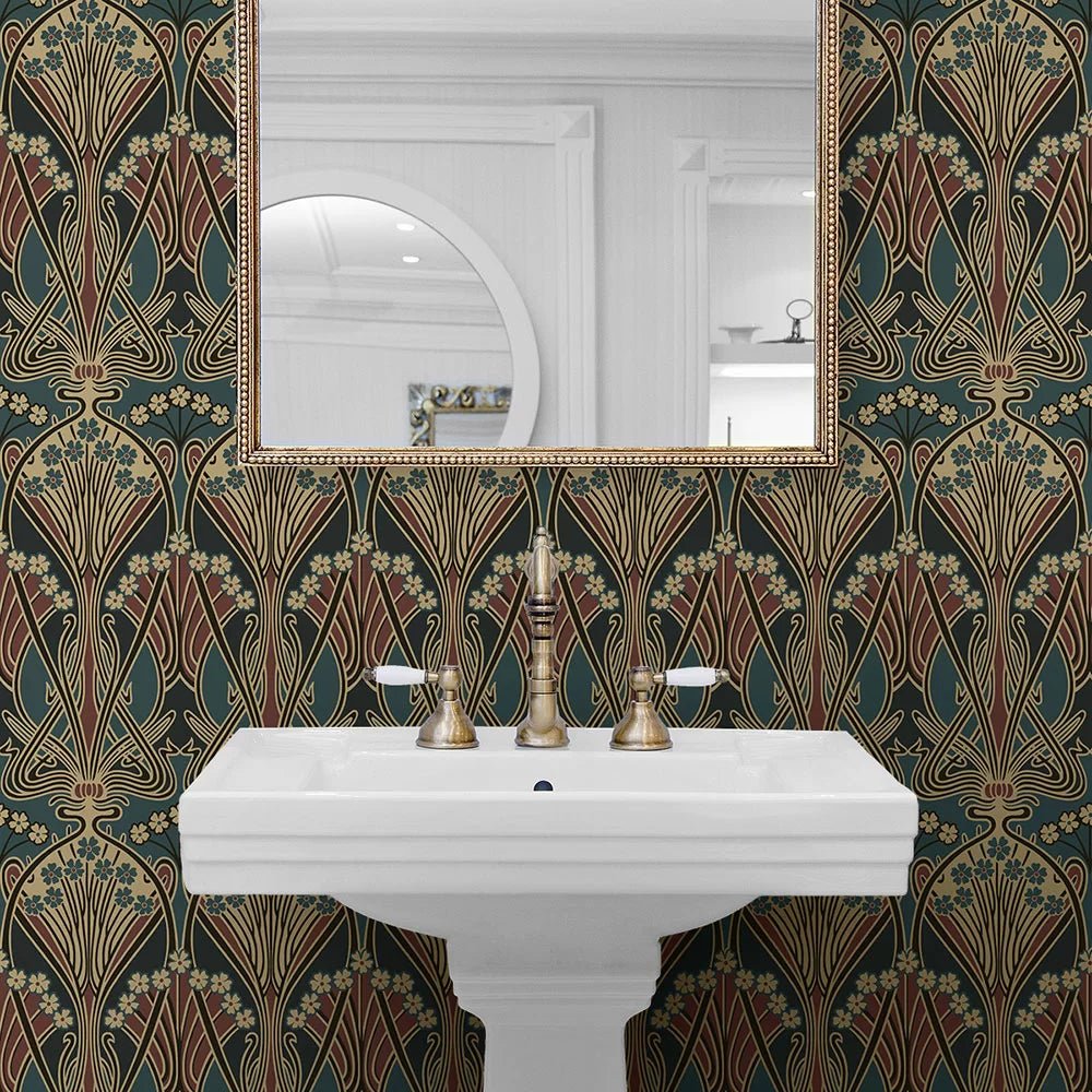 Deco Dragonfly Wallpaper - Aegean Blue & Clay - NextWall - NW55501 - Premier Wallcovering