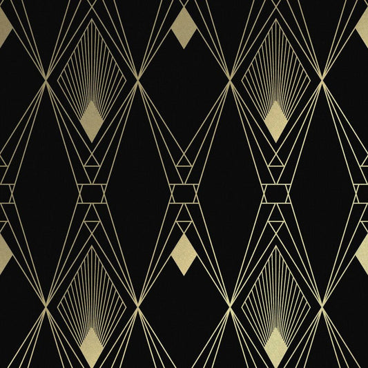 Deco Geometric Wallpaper - Black - Next - 118313 - Premier Wallcovering