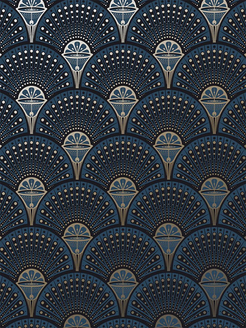 Deco Martini Recycled Velvet Fabric - Midnight Gold - Divine Savages - DVS063-DM-MDGD-VEL - Premier Wallcovering