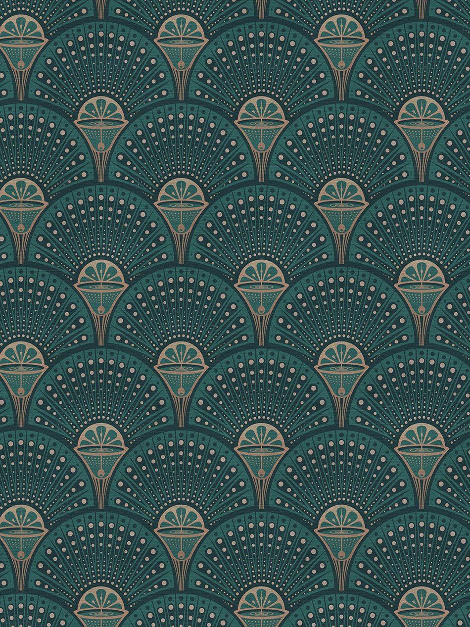 Deco Martini Recycled Velvet Fabric - Green Gold - Divine Savages - DVS069-DM-GR-GOLD-VEL - Premier Wallcovering