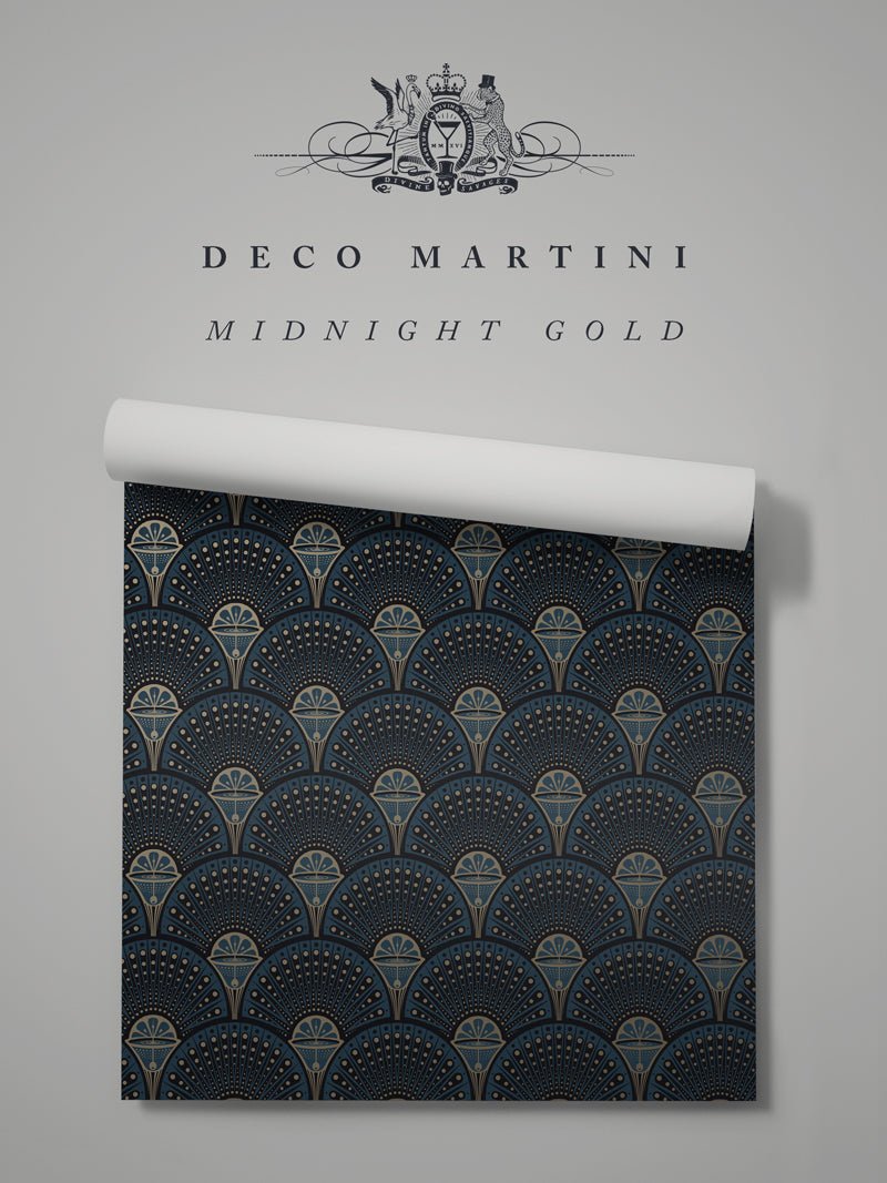 Deco Martini Wallpaper - Midnight Gold - Divine Savages - DVS063-DM-MDGD-WR - Premier Wallcovering
