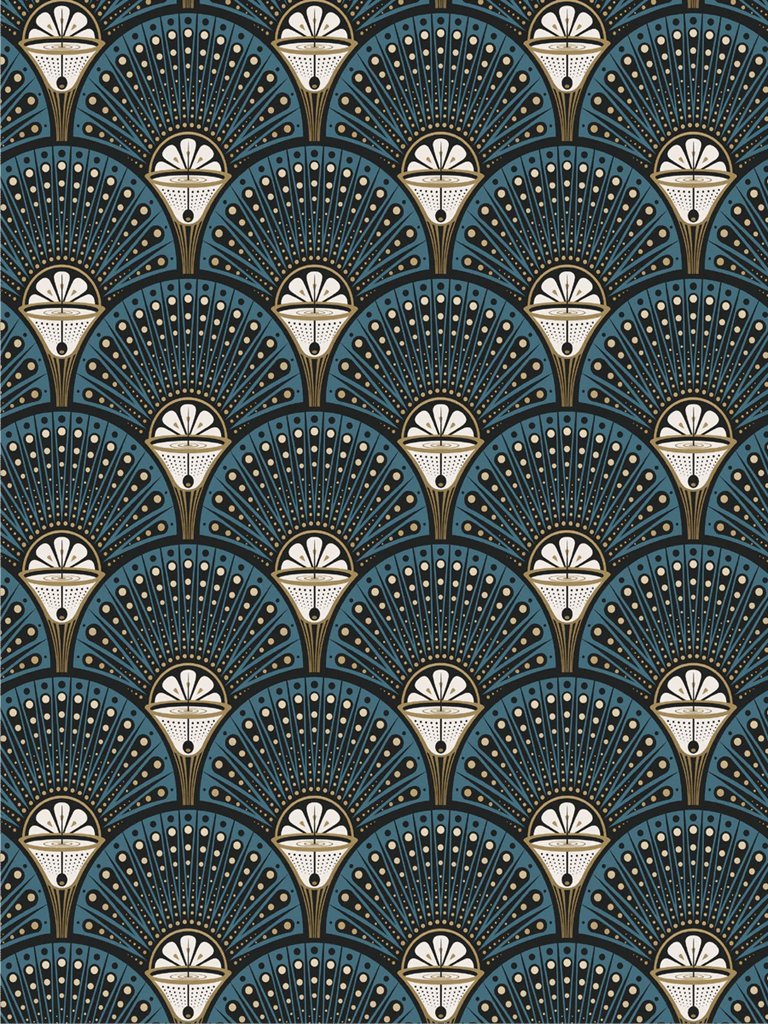 Deco Martini Wallpaper - Teal - Divine Savages - DVS002-DM-TEA-WR - Premier Wallcovering