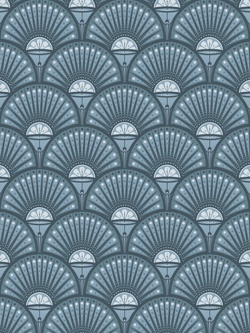 Deco Martini Wallpaper - Powder Blue - Divine Savages - DVS028-DM-POWBL-WR - Premier Wallcovering
