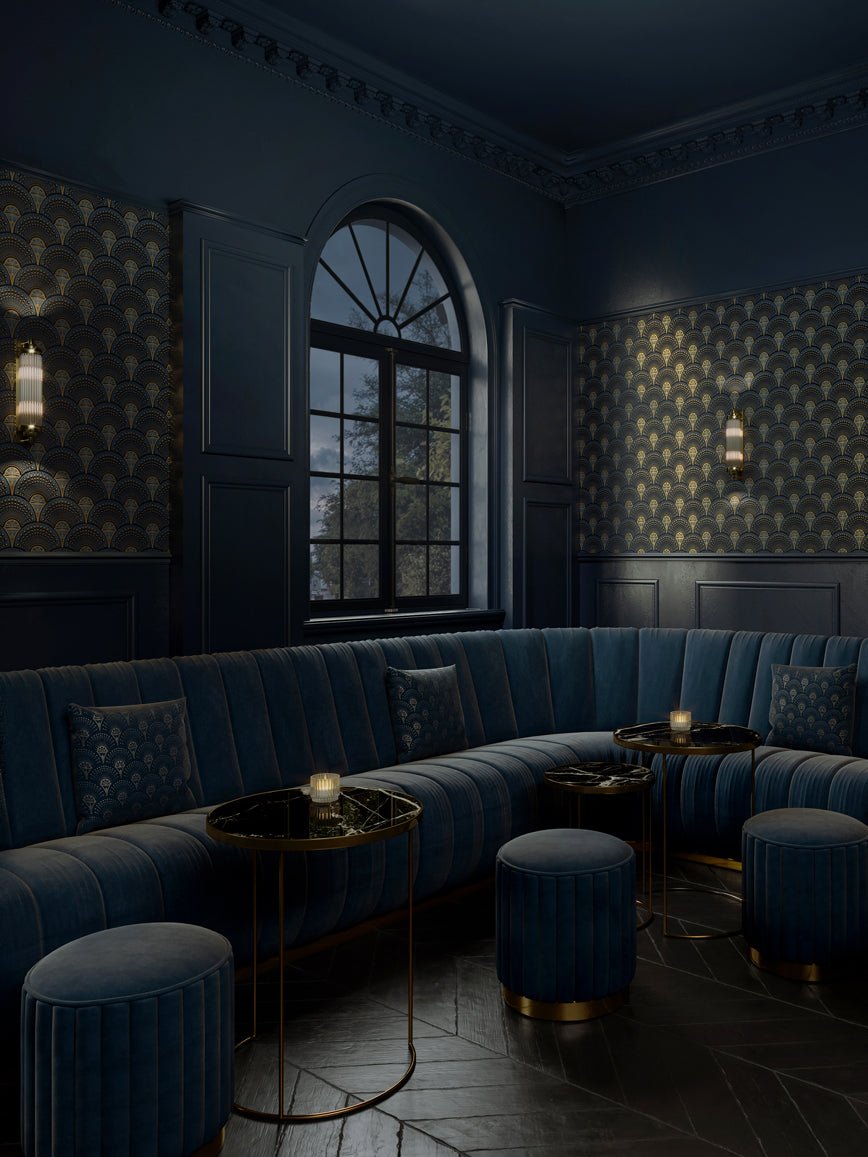 Deco Martini Wallpaper - Midnight Gold - Divine Savages - DVS063-DM-MDGD-WR - Premier Wallcovering