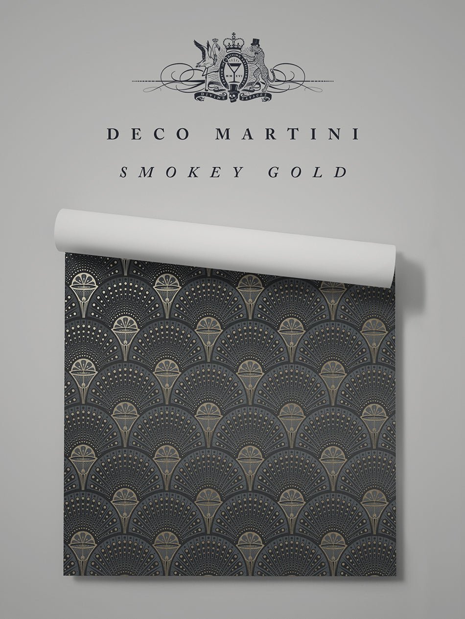 Deco Martini Wallpaper - Smokey Gold - Divine Savages - DVS110-DM-SMOKE-WR - Premier Wallcovering