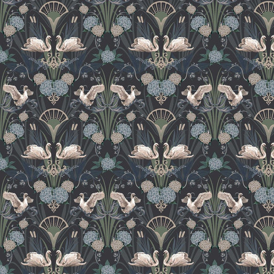 Deco Swan Wallpaper - Blue - The Graduate Collection - BW1SWANBLUE - Premier Wallcovering