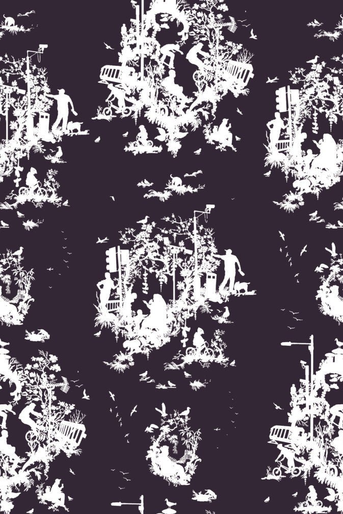 Decouper 3 Wallpaper - White on Peregrine - Timorous Beasties - TB/DTOIL3/5004/09 - Premier Wallcovering