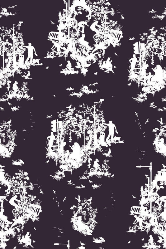 Decouper 3 Wallpaper - White on Peregrine - Timorous Beasties - TB/DTOIL3/5004/09 - Premier Wallcovering