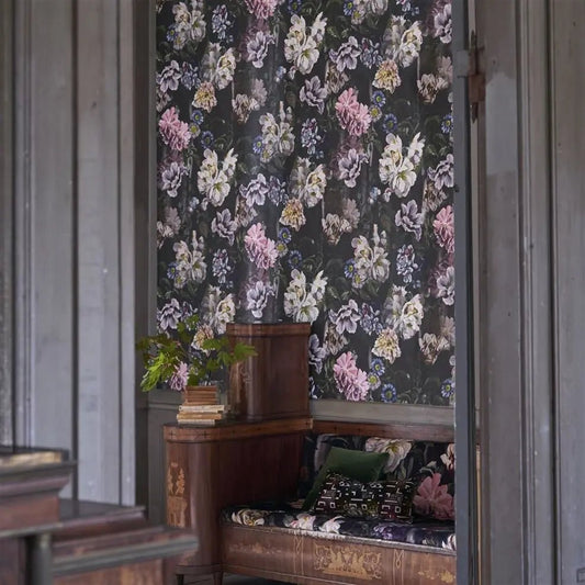Delft Flower Grande Wallpaper - Graphite - Designers Guild - PDG1038/01 - Premier Wallcovering