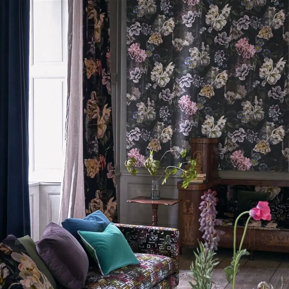 Delft Flower Grande Wallpaper - Graphite - Designers Guild - PDG1038/01 - Premier Wallcovering