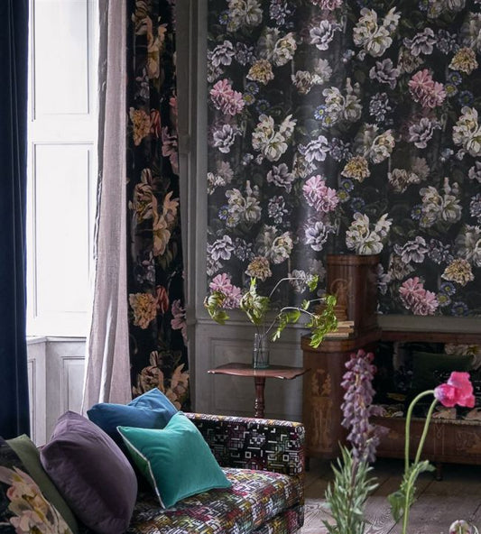 Delft Flower Grande Wallpaper - Graphite - PDG1038/01 - Designers Guild - Premier Wallcovering