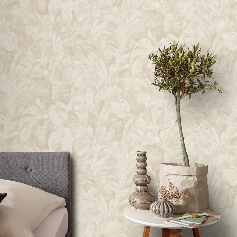 Deliciosa Leaves Wallpaper - Beige - Erismann - 10416 - 02 - Premier Wallcovering