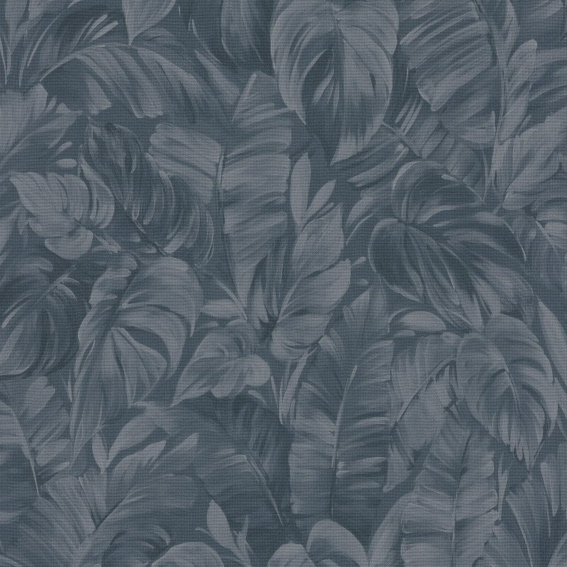 Deliciosa Leaves Wallpaper - Blue - Erismann - 10416 - 08 - Premier Wallcovering