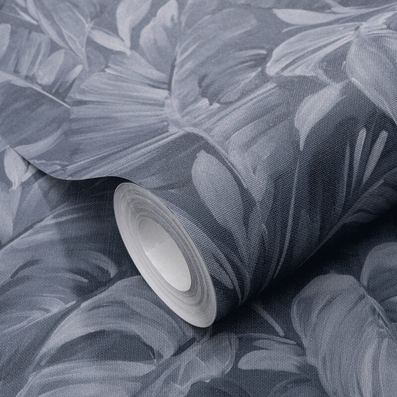 Deliciosa Leaves Wallpaper - Blue - Erismann - 10416 - 08 - Premier Wallcovering