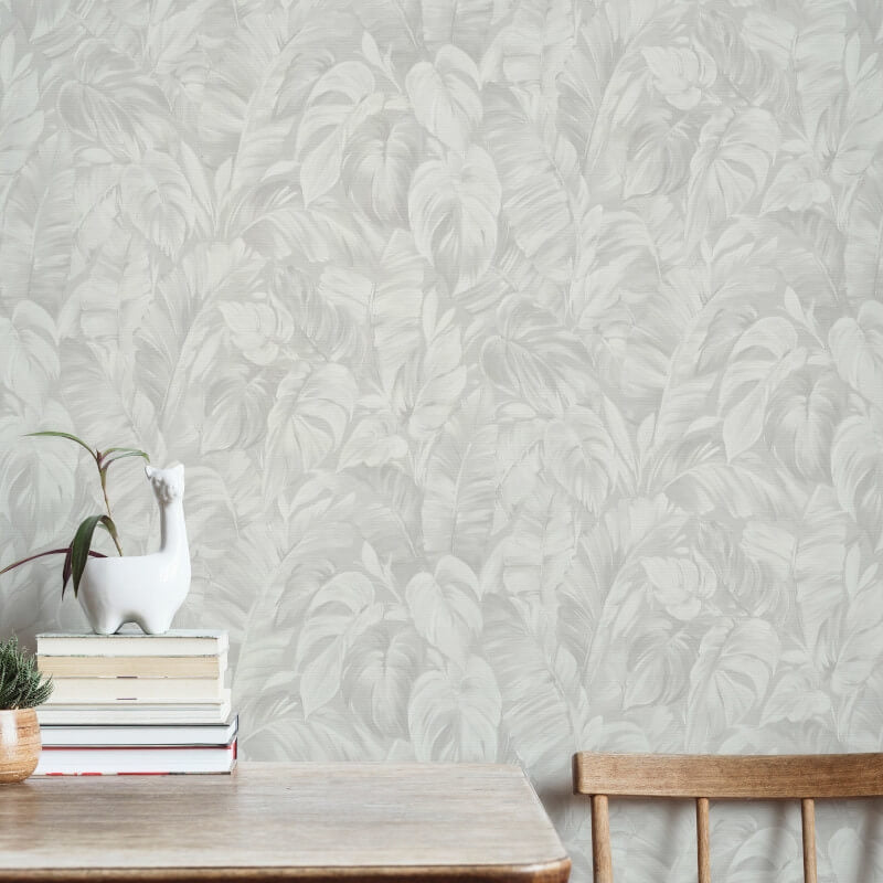 Deliciosa Leaves Wallpaper - Grey - Erismann - 10416 - 10 - Premier Wallcovering
