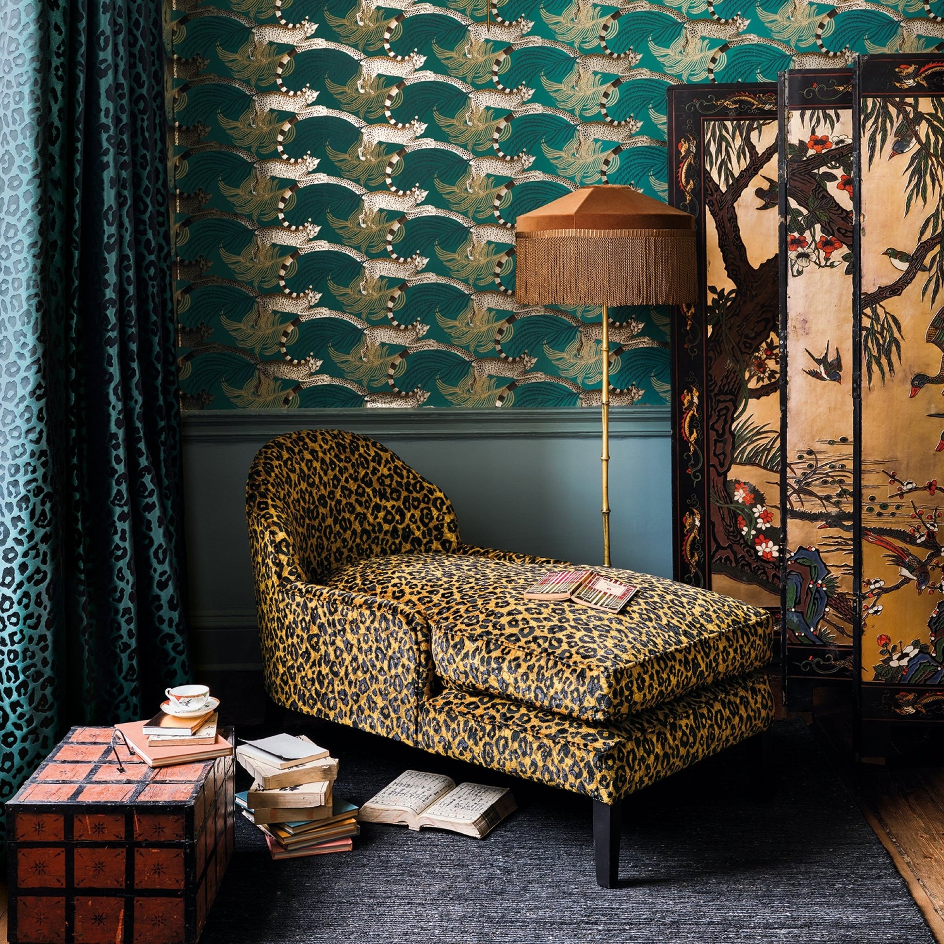 Delilah Wallpaper - Jade - Romo - Temperley London - W450/05 - Premier Wallcovering