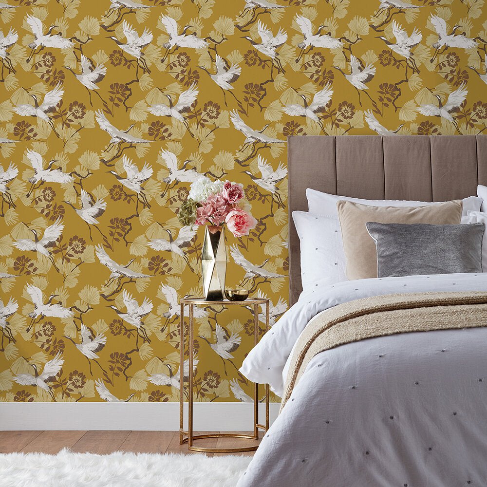Demoiselle Wallpaper - Mustard - Furn - DEMOISE/WP1/MUS - Premier Wallcovering
