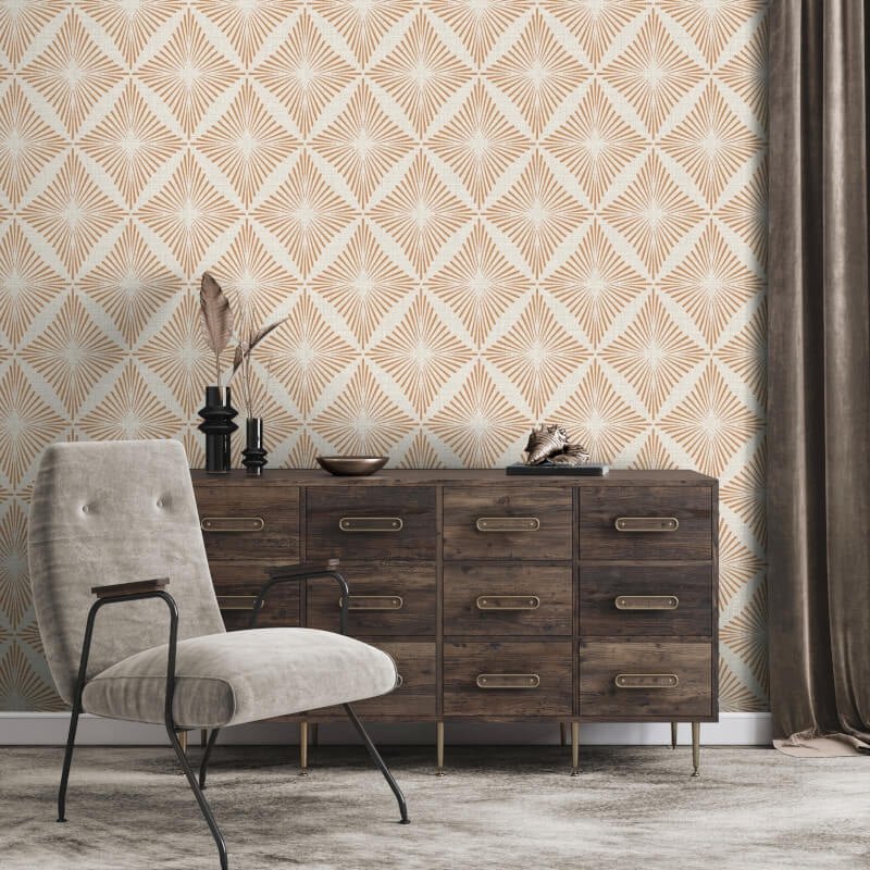 Denver Geometric Diamond Wallpaper - Stone - Fine Décor - FD43748 - Premier Wallcovering