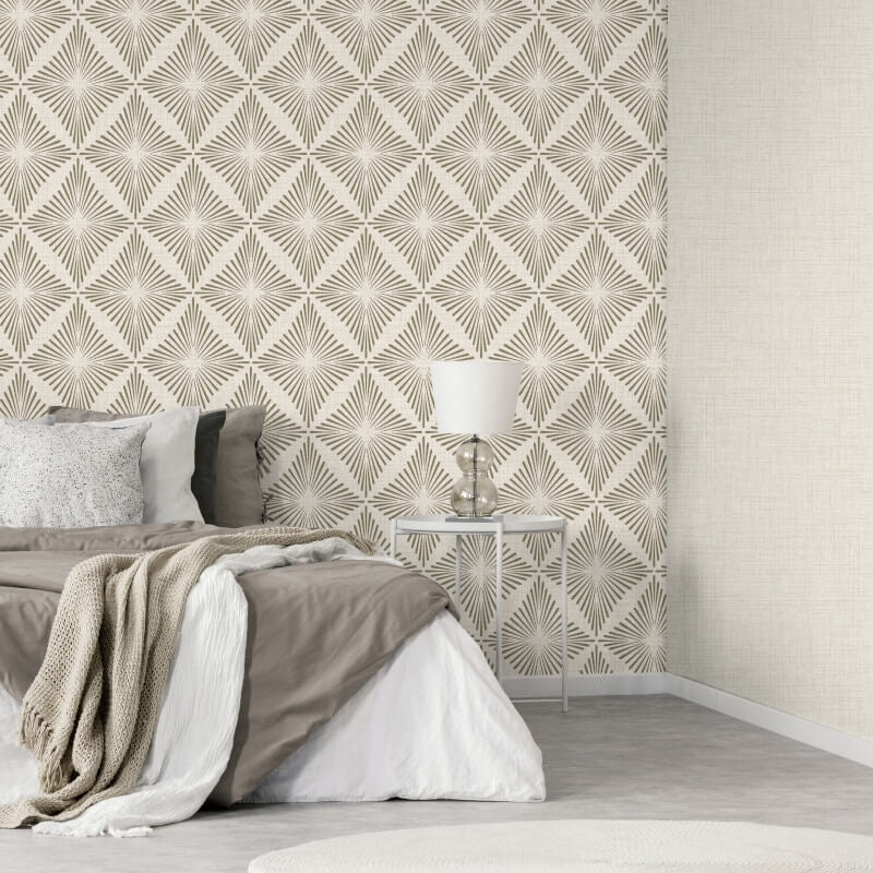 Denver Geometric Diamond Wallpaper - Natural - Fine Décor - FD43749 - Premier Wallcovering