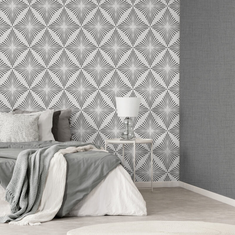 Denver Geometric Diamond Wallpaper - Grey - Fine Décor - FD43747 - Premier Wallcovering