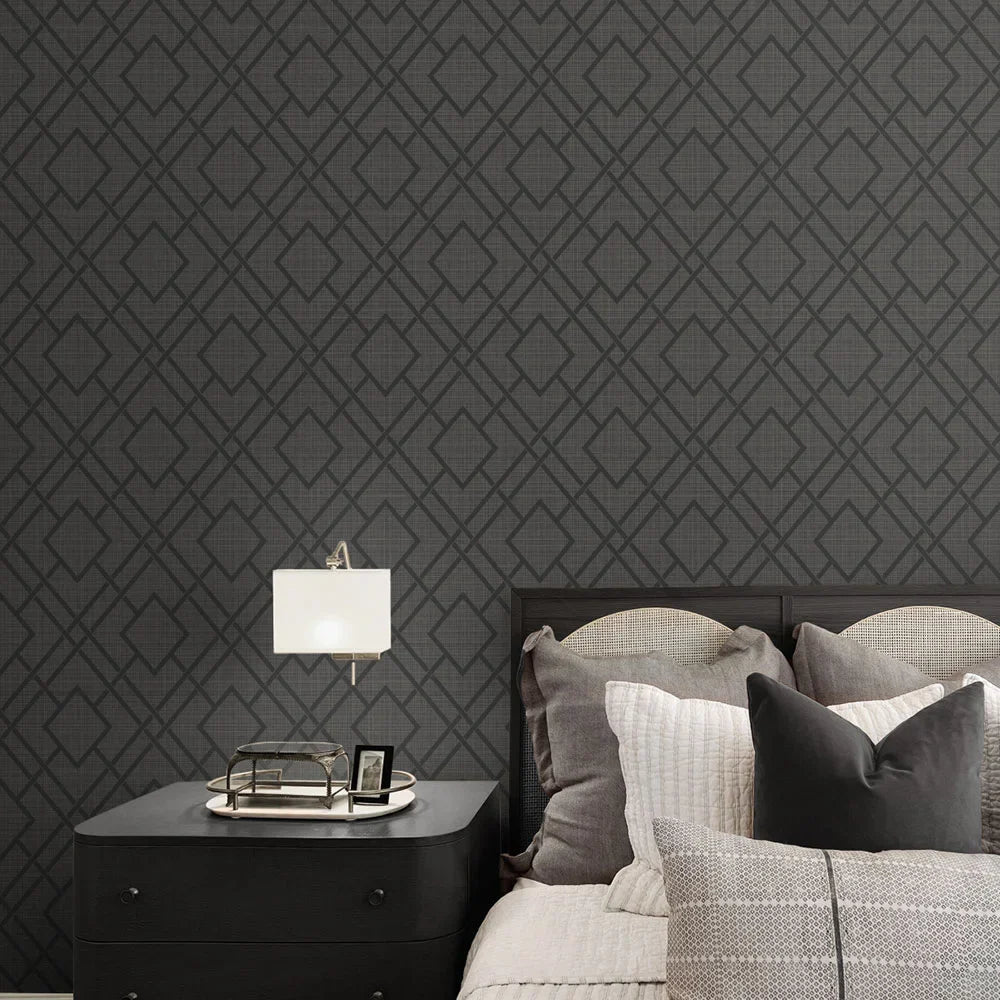 Diamond Trail Wallpaper - Pewter & Charcoal - NextWall - NW56210 - Premier Wallcovering