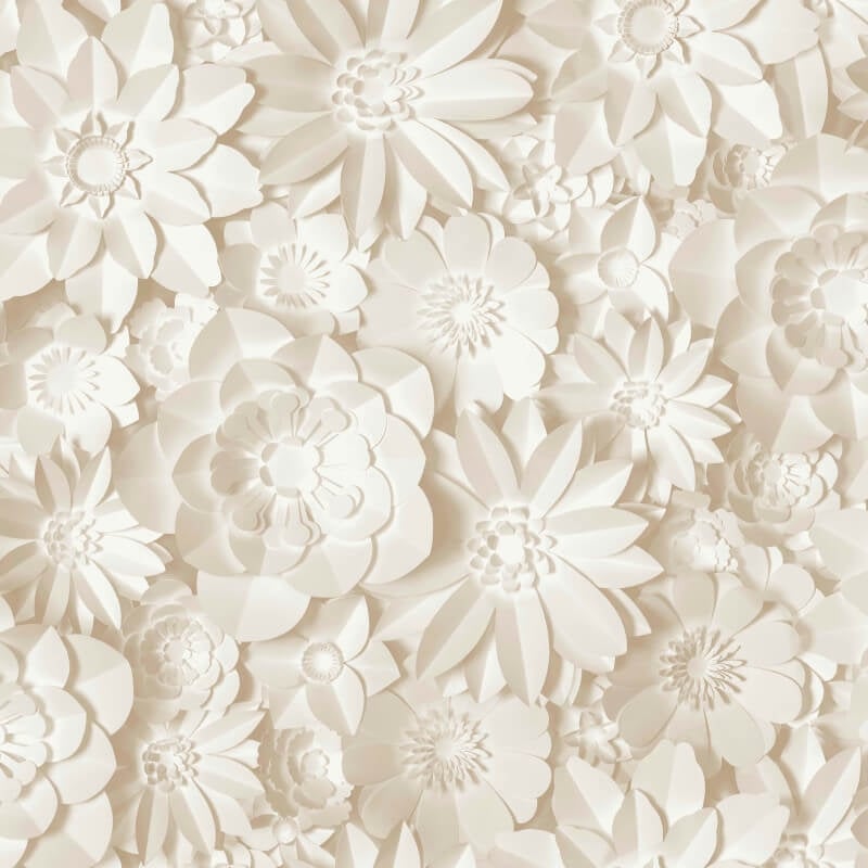 Dimensions 3D Effect Floral Wallpaper - Natural - Fine Décor - FD43604 - Premier Wallcovering