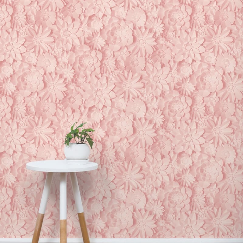 Dimensions 3D Effect Floral Wallpaper - Rose Pink - Fine Décor - FD42555 - Premier Wallcovering