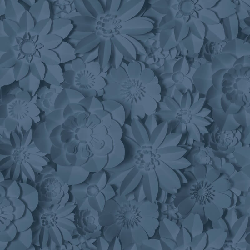 Dimensions 3D Effect Floral Wallpaper - Blue - Fine Décor - FD42690 - Premier Wallcovering