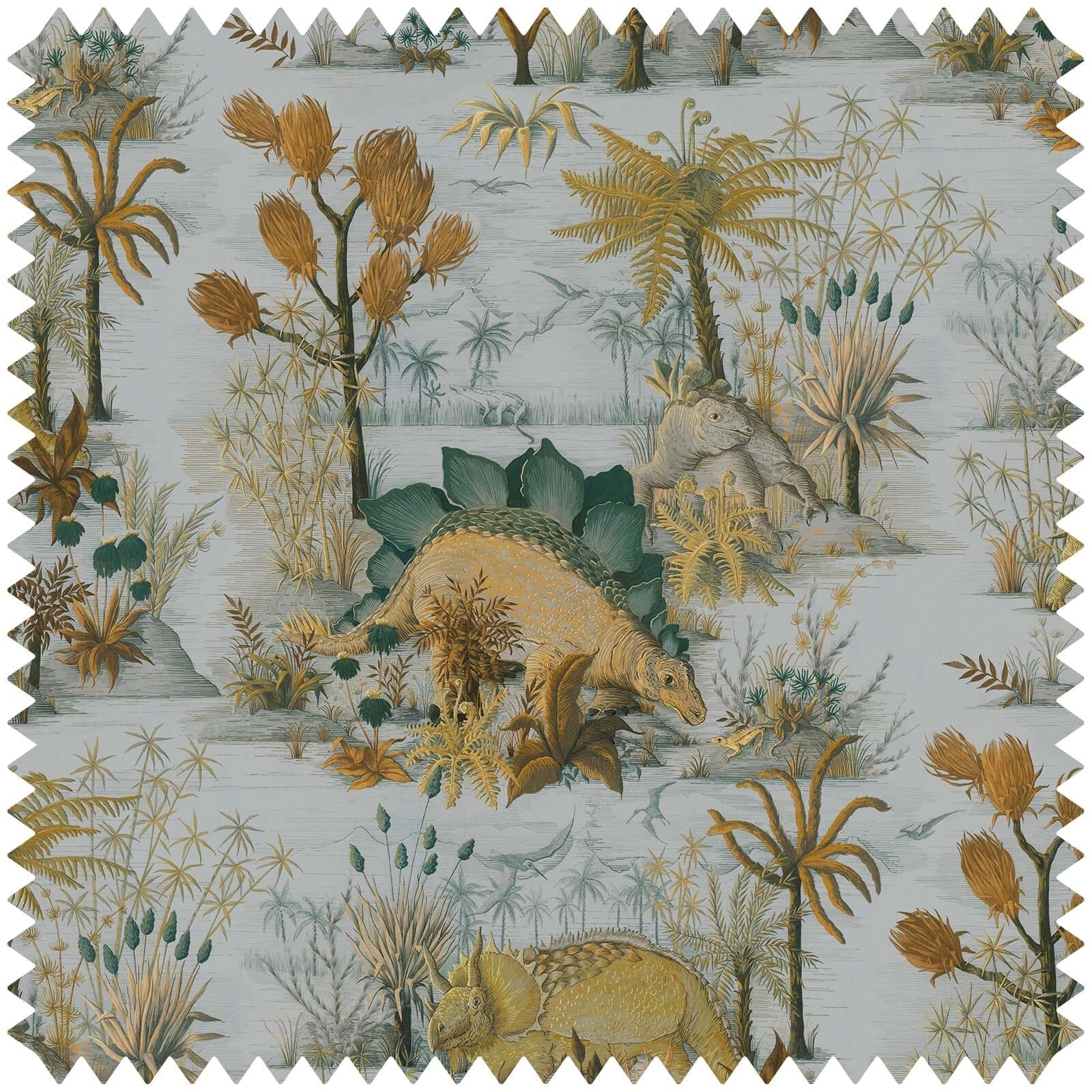 Dinosauria Cotton Linen Fabric - Dusk - House of Hackney - 1-FA-DIN-CL-DSK-XXX-XXX - Premier Wallcovering