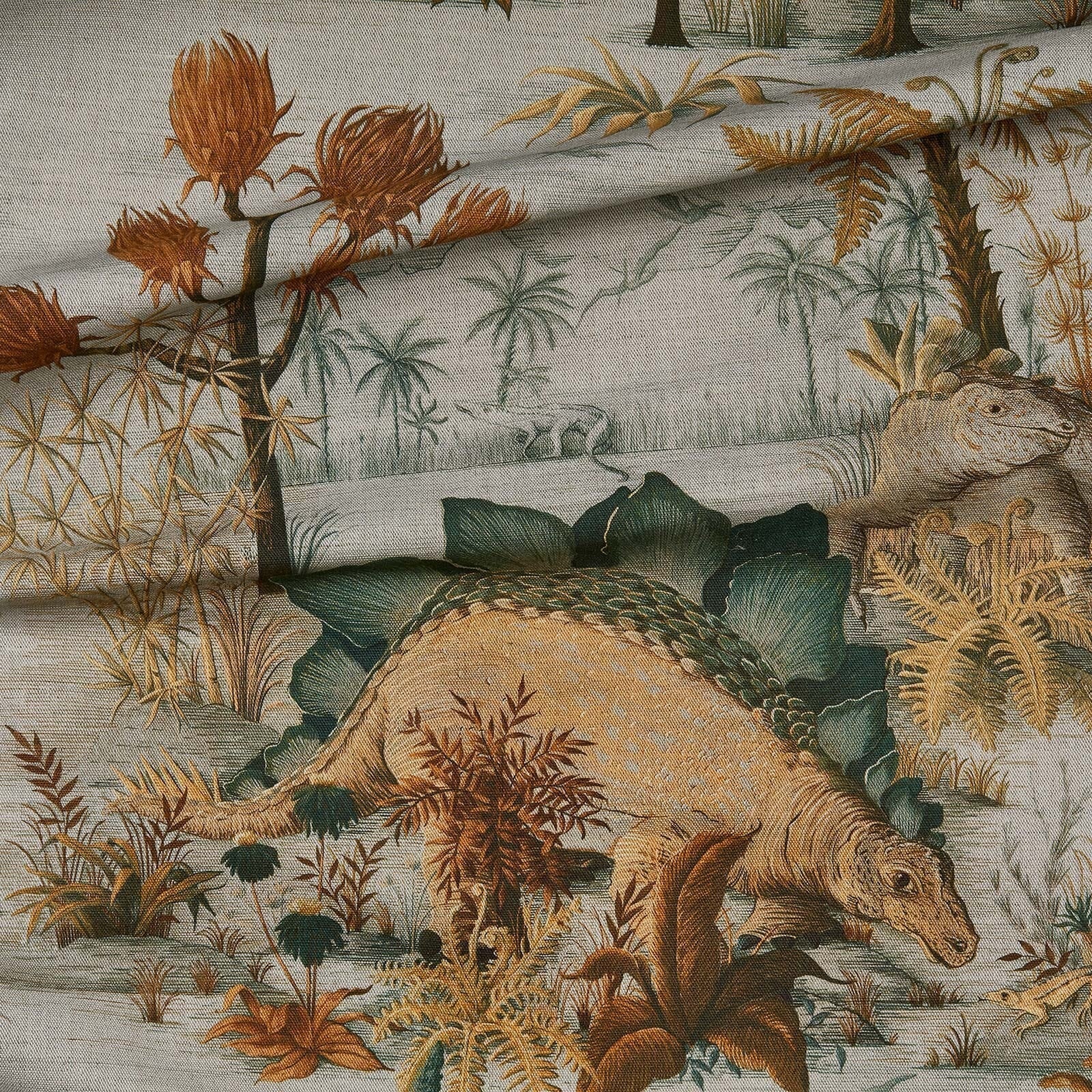 Dinosauria Cotton Linen Fabric - Dusk - House of Hackney - 1-FA-DIN-CL-DSK-XXX-XXX - Premier Wallcovering