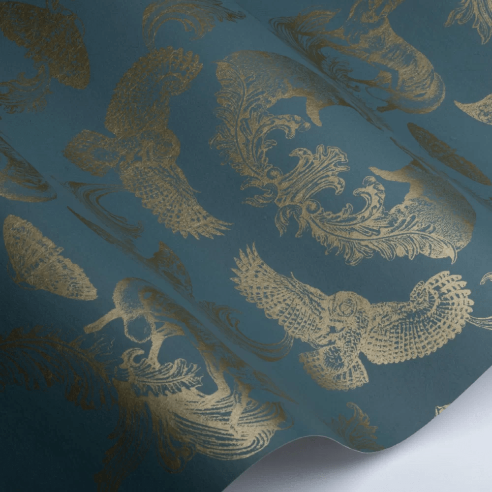Dipped in Moonlight Wallpaper - Metallic Gold & Teal - The Graduate Collection - LG1DIPTEAL - Premier Wallcovering