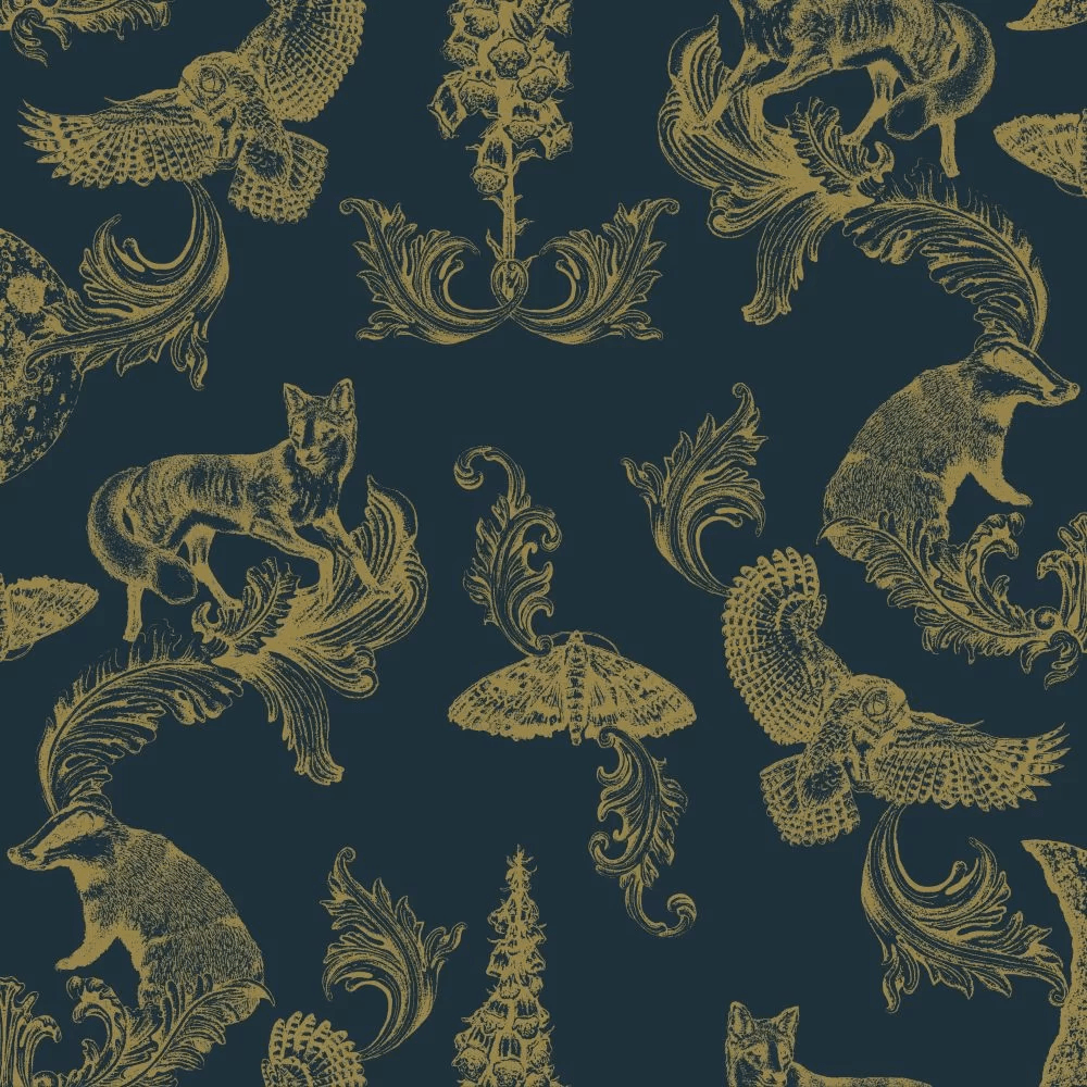 Dipped in Moonlight Wallpaper - Metallic Gold & Charcoal - The Graduate Collection - LG1DIPCHARCOAL - Premier Wallcovering
