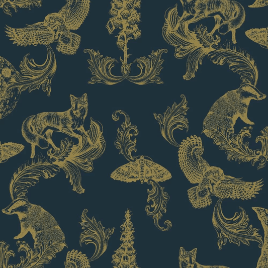 Dipped in Moonlight Wallpaper - Metallic Gold & Charcoal - The Graduate Collection - LG1DIPCHARCOAL - Premier Wallcovering