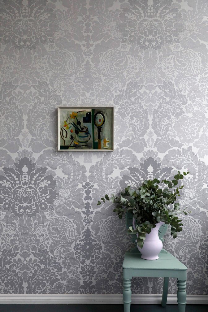 Disappearing Damask Superwide Wallpaper Panel - Grey - Timorous Beasties - ROR/DISD/OBRN/01 - Premier Wallcovering