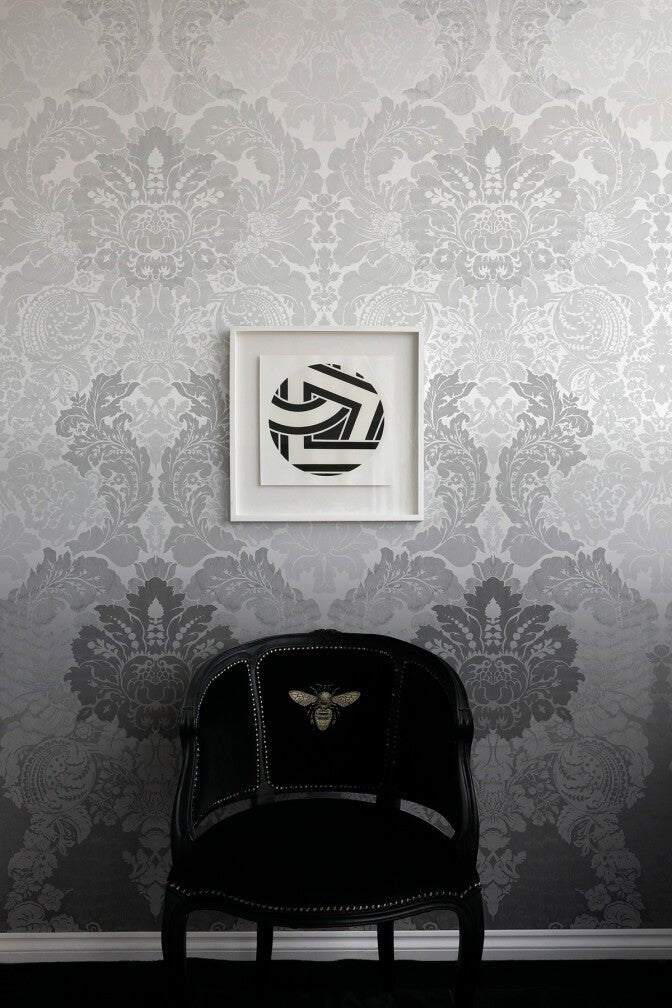 Disappearing Damask Superwide Wallpaper Panel - Charcoal - Timorous Beasties - ROR/DISD/OBRN/07 - Premier Wallcovering