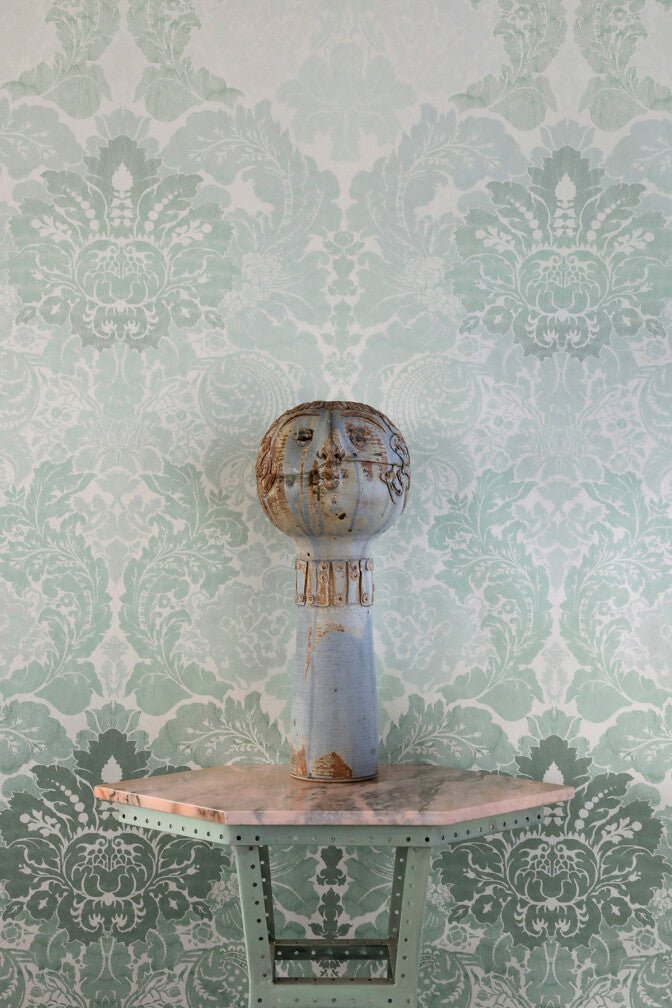 Disappearing Damask Superwide Wallpaper Panel - Mint Green - Timorous Beasties - ROR/DISD/OBRN/03 - Premier Wallcovering
