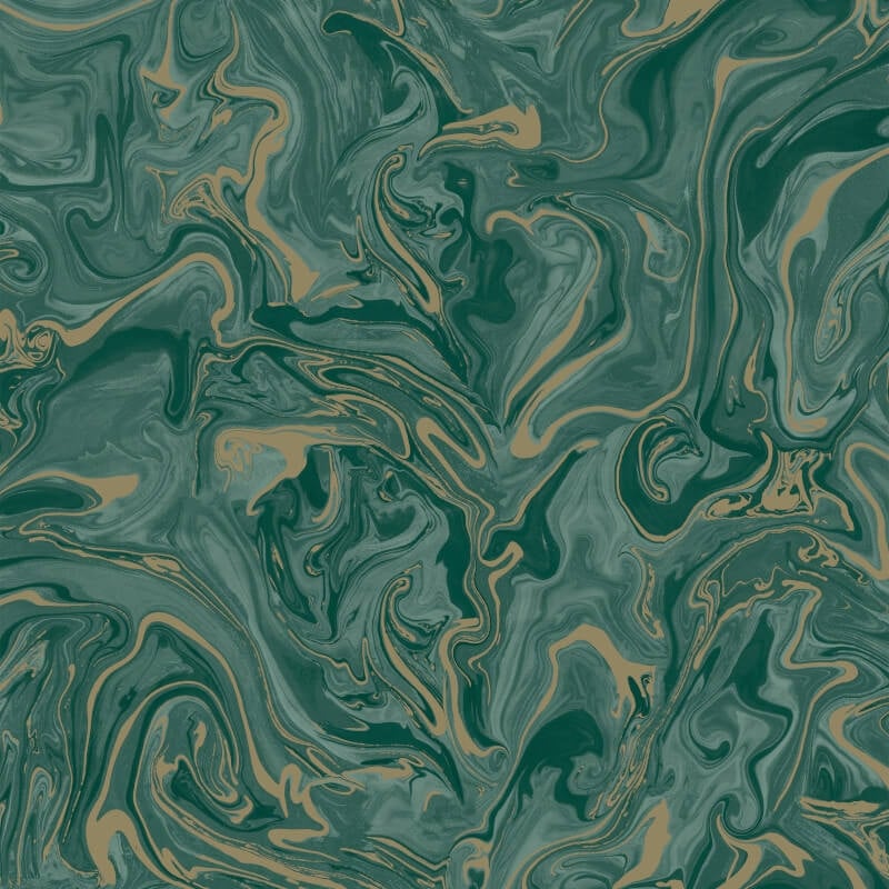 Distinctive Marble Metallic Wallpaper - Emerald/Gold - Fine Décor - FD43058 - Premier Wallcovering
