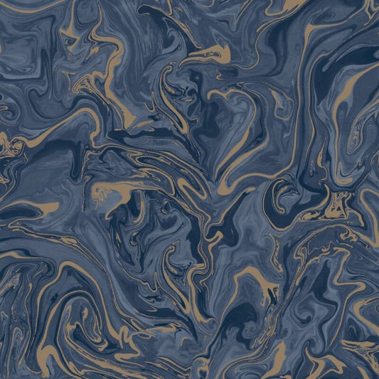 Distinctive Marble Metallic Wallpaper - Navy/Gold - Fine Décor - FD43055 - Premier Wallcovering