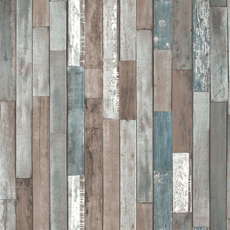 Distinctive Reclaimed Wood Planks Wallpaper - Blue - Fine Décor - FD40888 - Premier Wallcovering