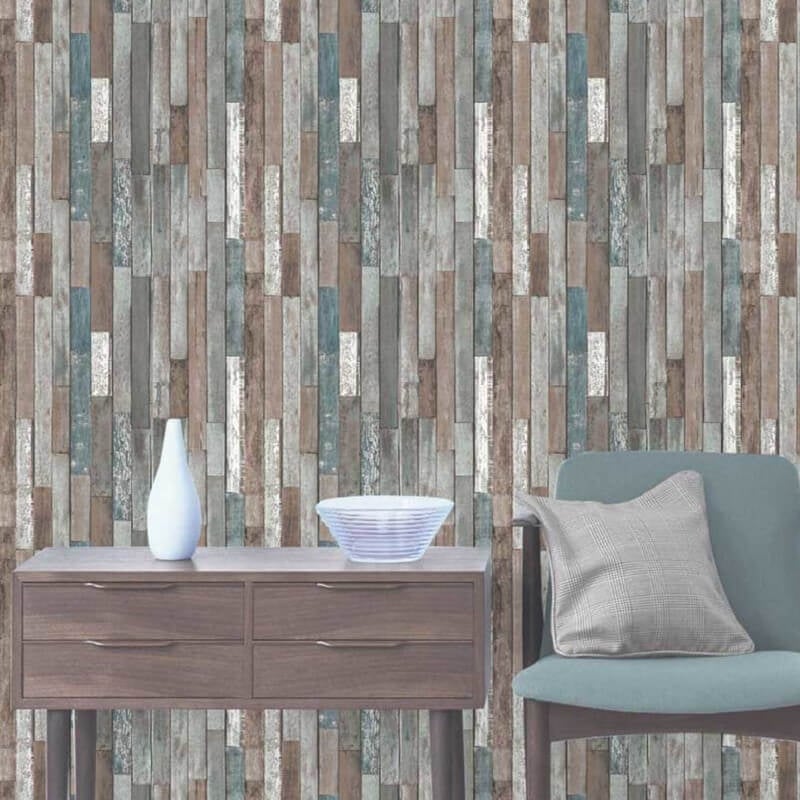 Distinctive Reclaimed Wood Planks Wallpaper - Blue - Fine Décor - FD40888 - Premier Wallcovering